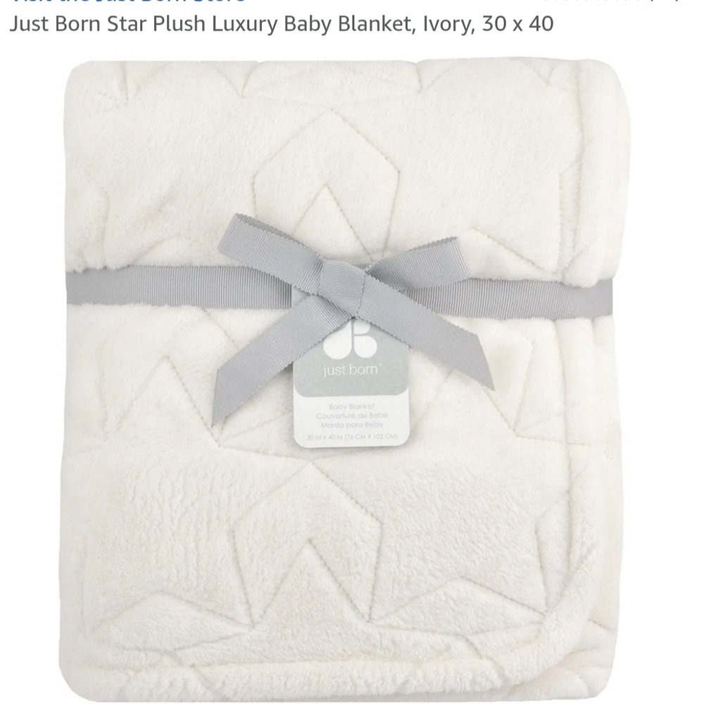 Just Born White Baby Blanket Star Pattern Design
